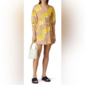 Chinti‎ & Parker Yellow Wave Printed Dress, size 8 preloved
